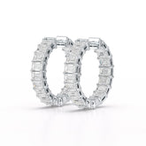 Emerald Cut Lab Diamond Hoop Earrings