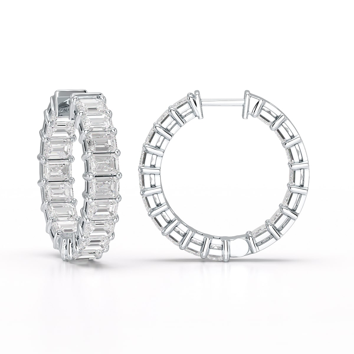 Emerald Cut Lab Diamond Hoop Earrings
