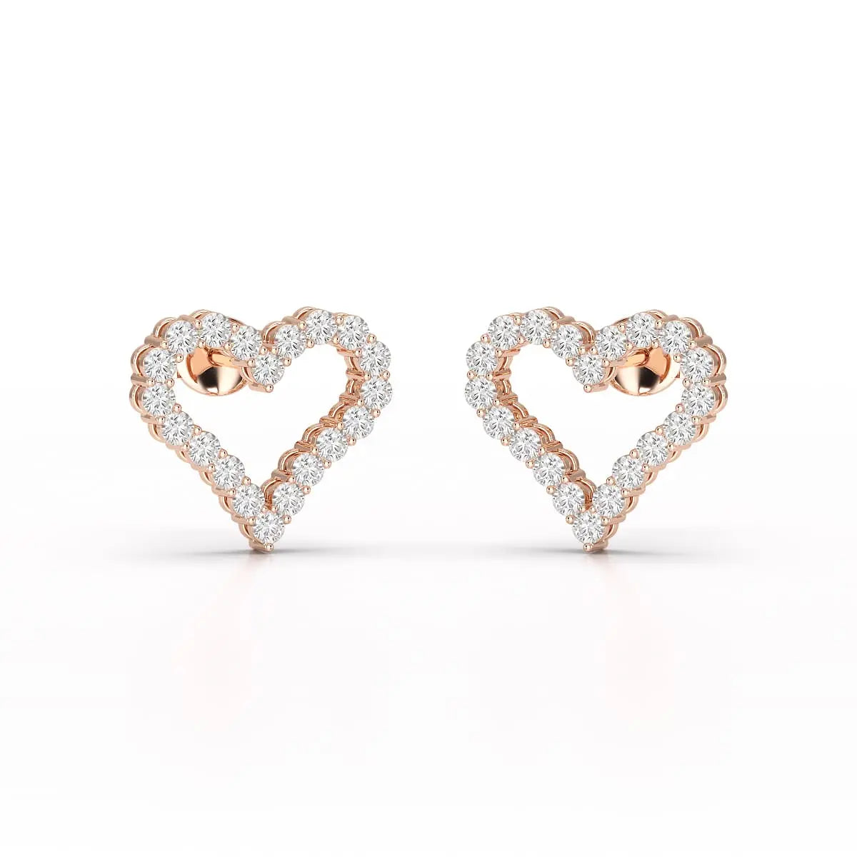 0.56 CT Heart Shaped Lab Diamond Stud Earrings
