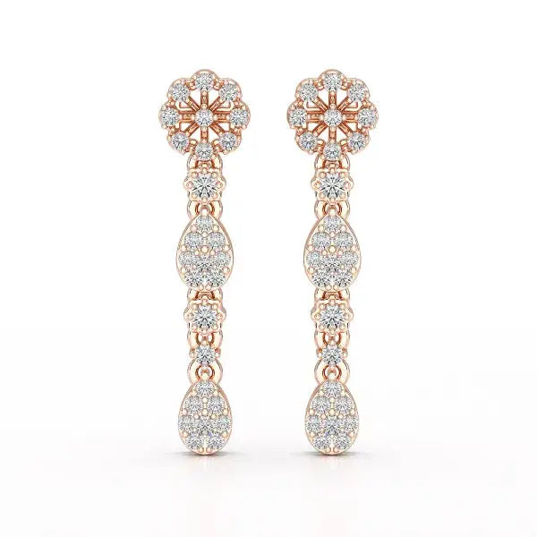0.65 CT Lab Diamond Flower Dangle Drop Earring