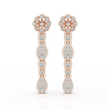 0.65 CT Lab Diamond Flower Dangle Drop Earring
