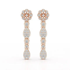 0.65 CT Lab Diamond Flower Dangle Drop Earring
