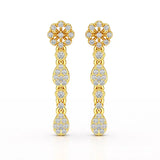 0.65 CT Lab Diamond Flower Dangle Drop Earring