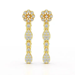 0.65 CT Lab Diamond Flower Dangle Drop Earring