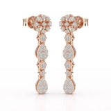 0.65 CT Lab Diamond Flower Dangle Drop Earring