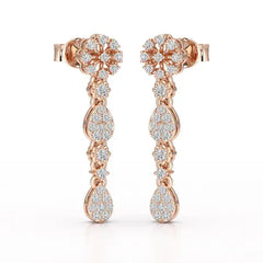 0.65 CT Lab Diamond Flower Dangle Drop Earring