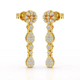 0.65 CT Lab Diamond Flower Dangle Drop Earring