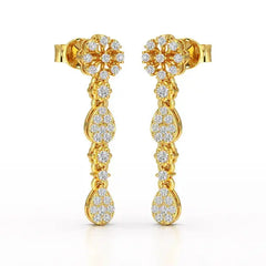 0.65 CT Lab Diamond Flower Dangle Drop Earring