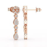 0.65 CT Lab Diamond Flower Dangle Drop Earring