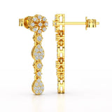 0.65 CT Lab Diamond Flower Dangle Drop Earring
