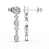 0.65 CT Lab Diamond Flower Dangle Drop Earring