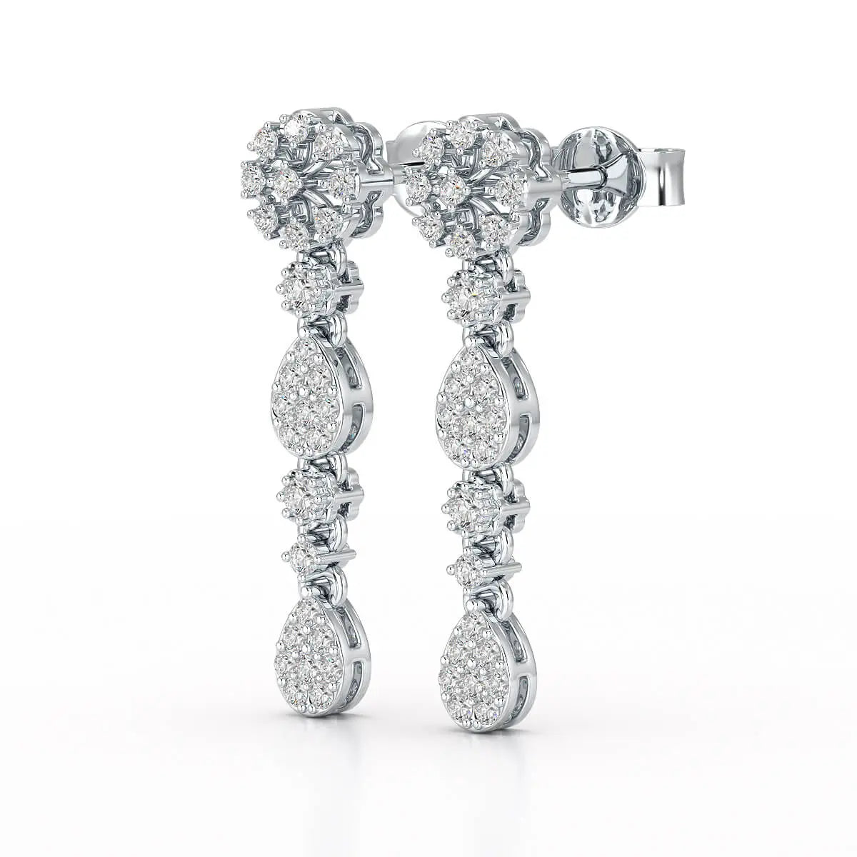 0.65 CT Lab Diamond Flower Dangle Drop Earring