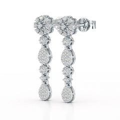 0.65 CT Lab Diamond Flower Dangle Drop Earring