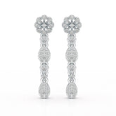 0.65 CT Lab Diamond Flower Dangle Drop Earring