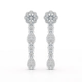 0.65 CT Lab Diamond Flower Dangle Drop Earring