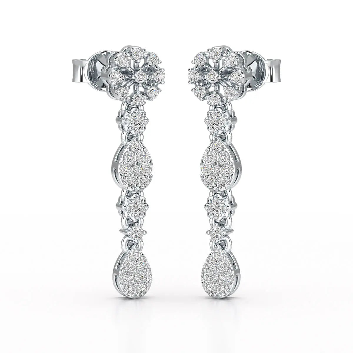 0.65 CT Lab Diamond Flower Dangle Drop Earring