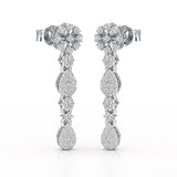 0.65 CT Lab Diamond Flower Dangle Drop Earring
