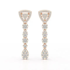 0.78 CT Round Dangle Drop Lab Diamond Earrings