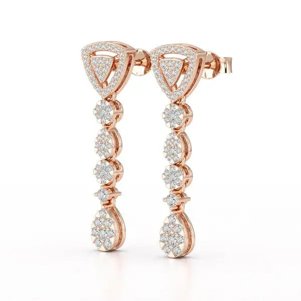 0.78 CT Round Dangle Drop Lab Diamond Earrings