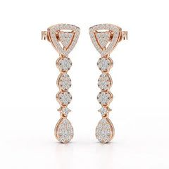 0.78 CT Round Dangle Drop Lab Diamond Earrings