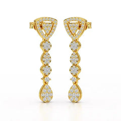 0.78 CT Round Dangle Drop Lab Diamond Earrings