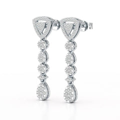 0.78 CT Round Dangle Drop Lab Diamond Earrings