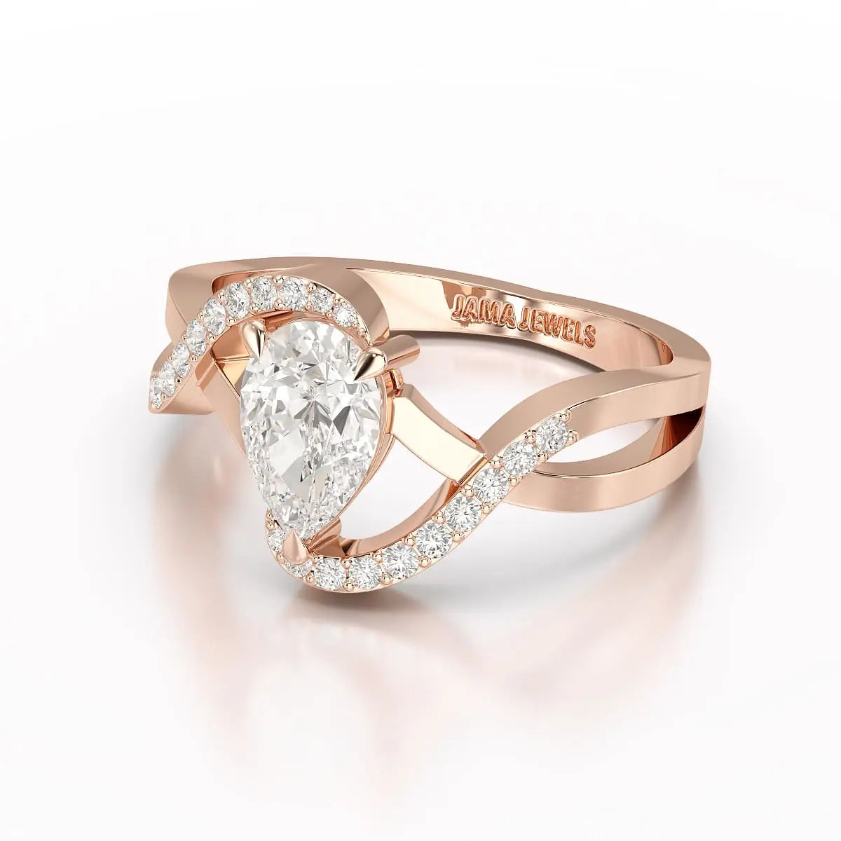 0.84 CT Pear Cut Lab Diamond Ring Jama Jewels