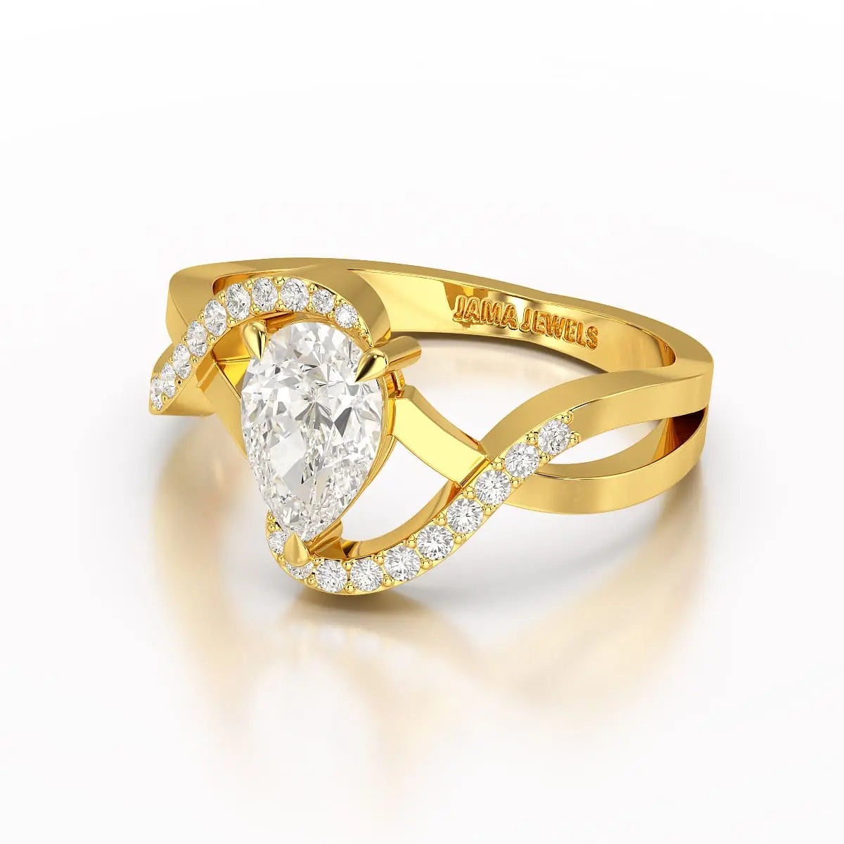 0.84 CT Pear Cut Lab Diamond Ring Jama Jewels