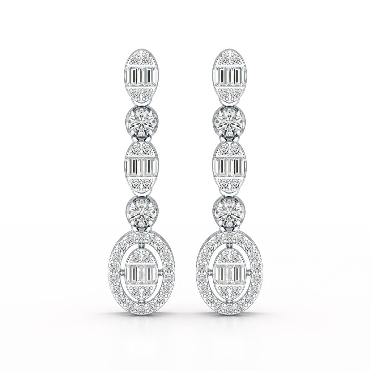 0.87 CT Baguette Cut White Gold Lab Diamond Earring