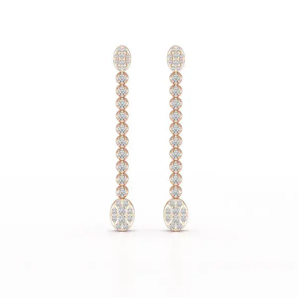 0.89 CT Lab Diamond Dangle Drop Wedding Earrings - Jama Jewels