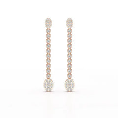 0.89 CT Lab Diamond Dangle Drop Wedding Earrings - Jama Jewels