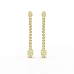 0.89 CT Lab Diamond Dangle Drop Wedding Earrings - Jama Jewels