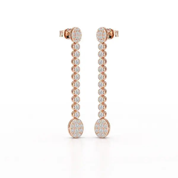 0.89 CT Lab Diamond Dangle Drop Wedding Earrings - Jama Jewels