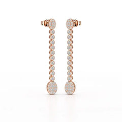 0.89 CT Lab Diamond Dangle Drop Wedding Earrings - Jama Jewels