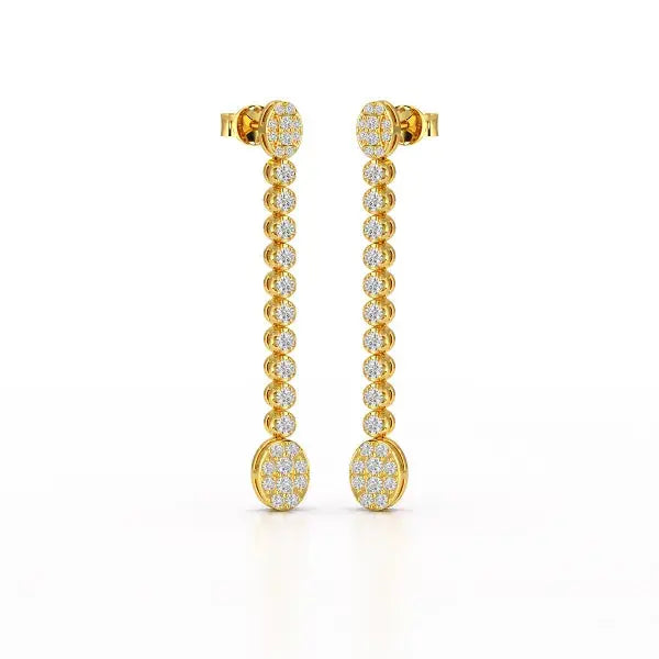 0.89 CT Lab Diamond Dangle Drop Wedding Earrings - Jama Jewels