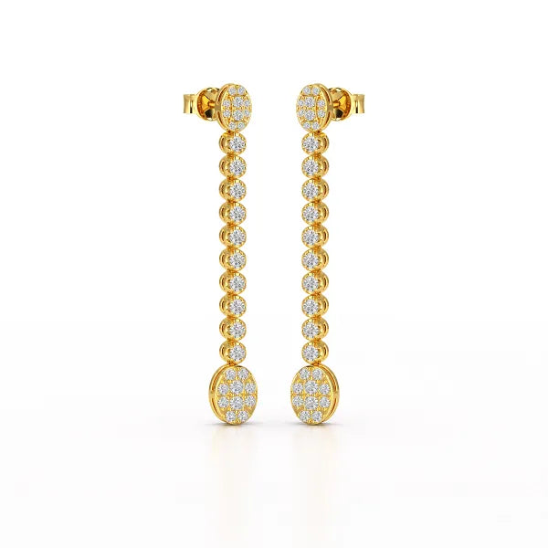 0.89 CT Lab Diamond Dangle Drop Wedding Earrings - Jama Jewels
