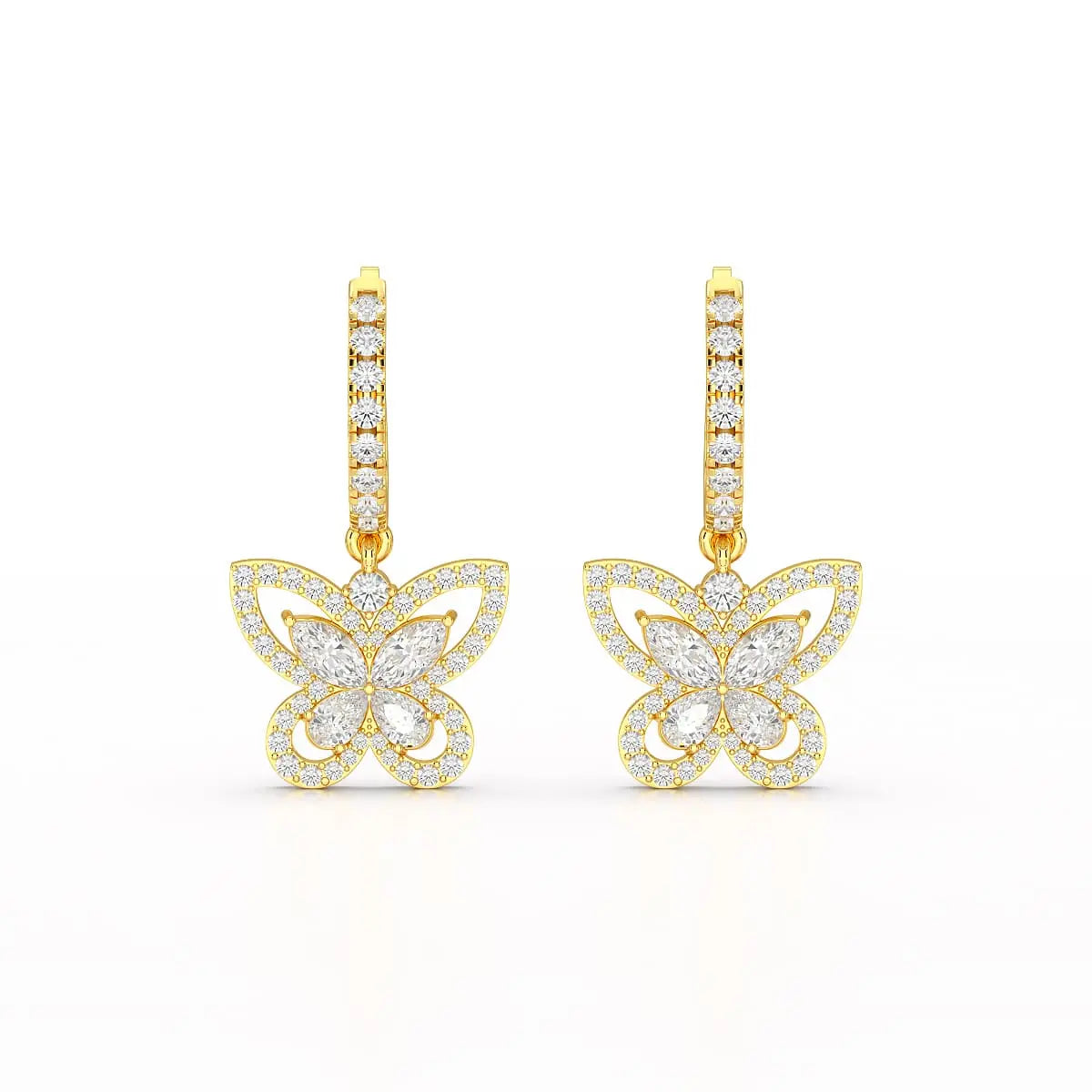 0.98 CT Lab Diamond Dangle Hoop Earrings