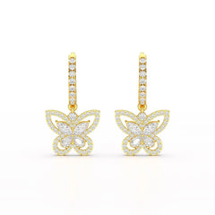 0.98 CT Lab Diamond Dangle Hoop Earrings