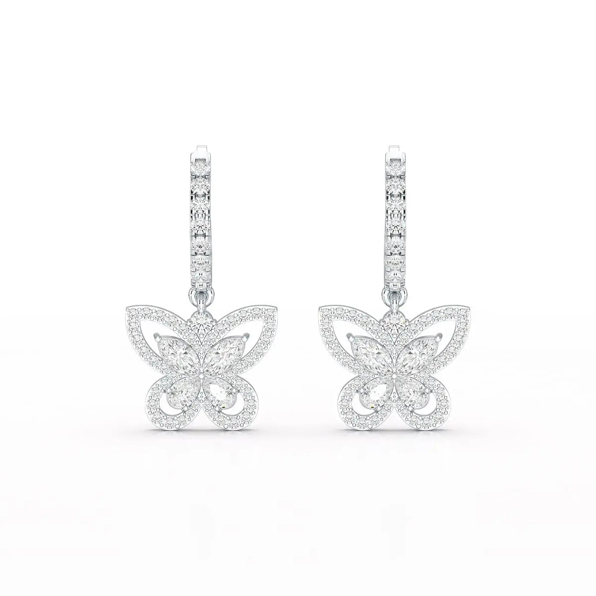 0.98 CT Lab Diamond Dangle Hoop Earrings