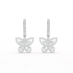 0.98 CT Lab Diamond Dangle Hoop Earrings
