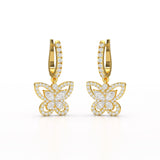 0.98 CT Lab Diamond Dangle Hoop Earrings