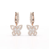 0.98 CT Lab Diamond Dangle Hoop Earrings