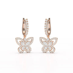 0.98 CT Lab Diamond Dangle Hoop Earrings