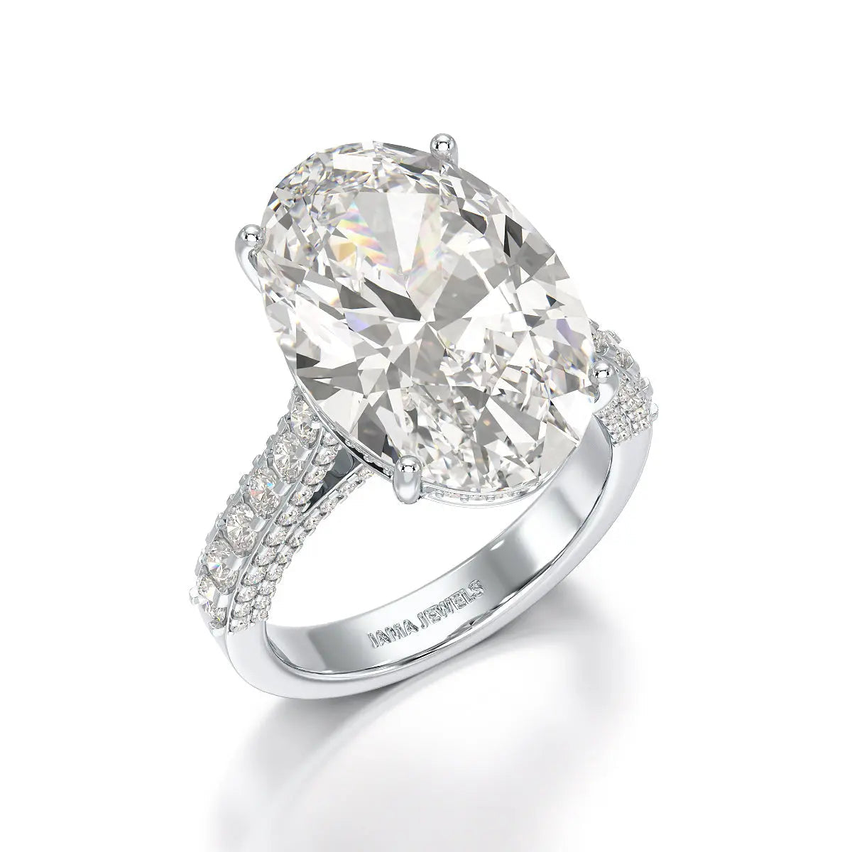 12.06 Carat Oval Cut Lab Diamond Engagement Ring - Jama Jewels