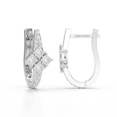1.07 CT Princess Cut Lab Diamond Hoop Earrings Jama Jewels