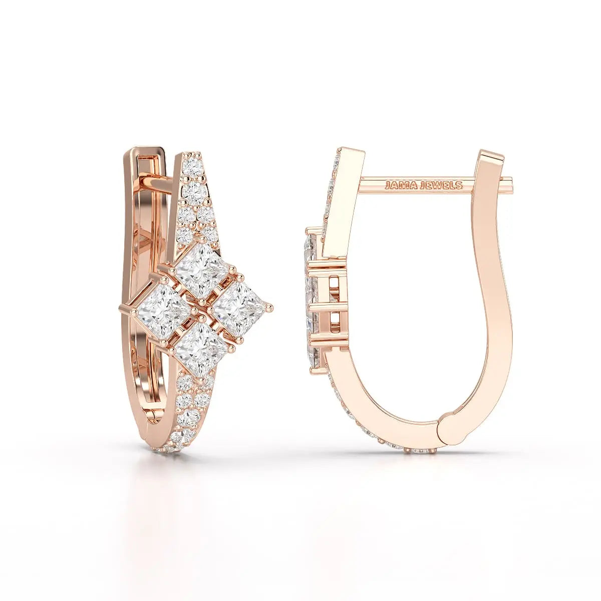 1.07 CT Princess Cut Lab Diamond Hoop Earrings Jama Jewels
