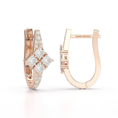 1.07 CT Princess Cut Lab Diamond Hoop Earrings Jama Jewels