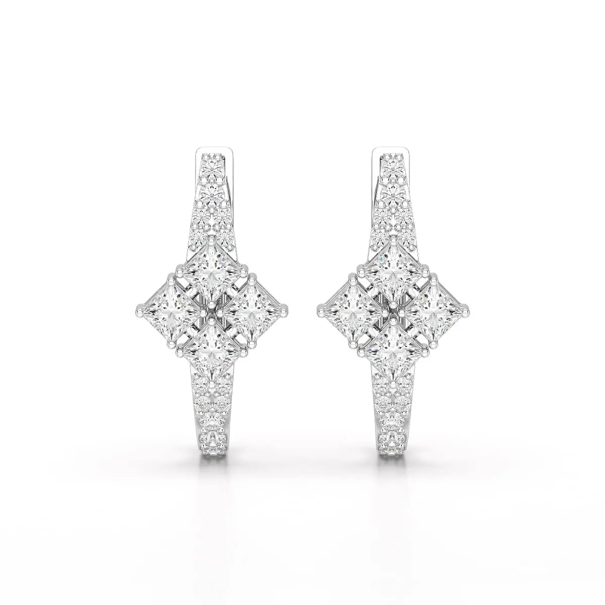 1.07 CT Princess Cut Lab Diamond Hoop Earrings Jama Jewels
