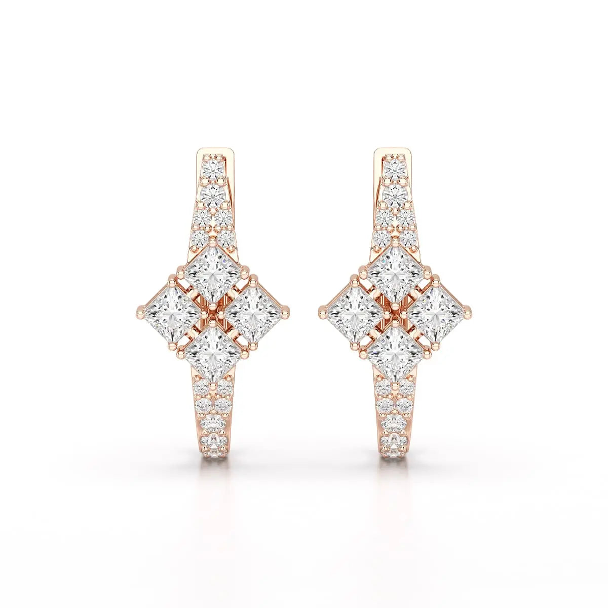 1.07 CT Princess Cut Lab Diamond Hoop Earrings Jama Jewels