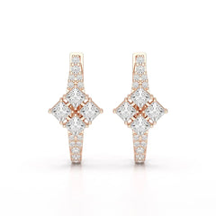 1.07 CT Princess Cut Lab Diamond Hoop Earrings Jama Jewels